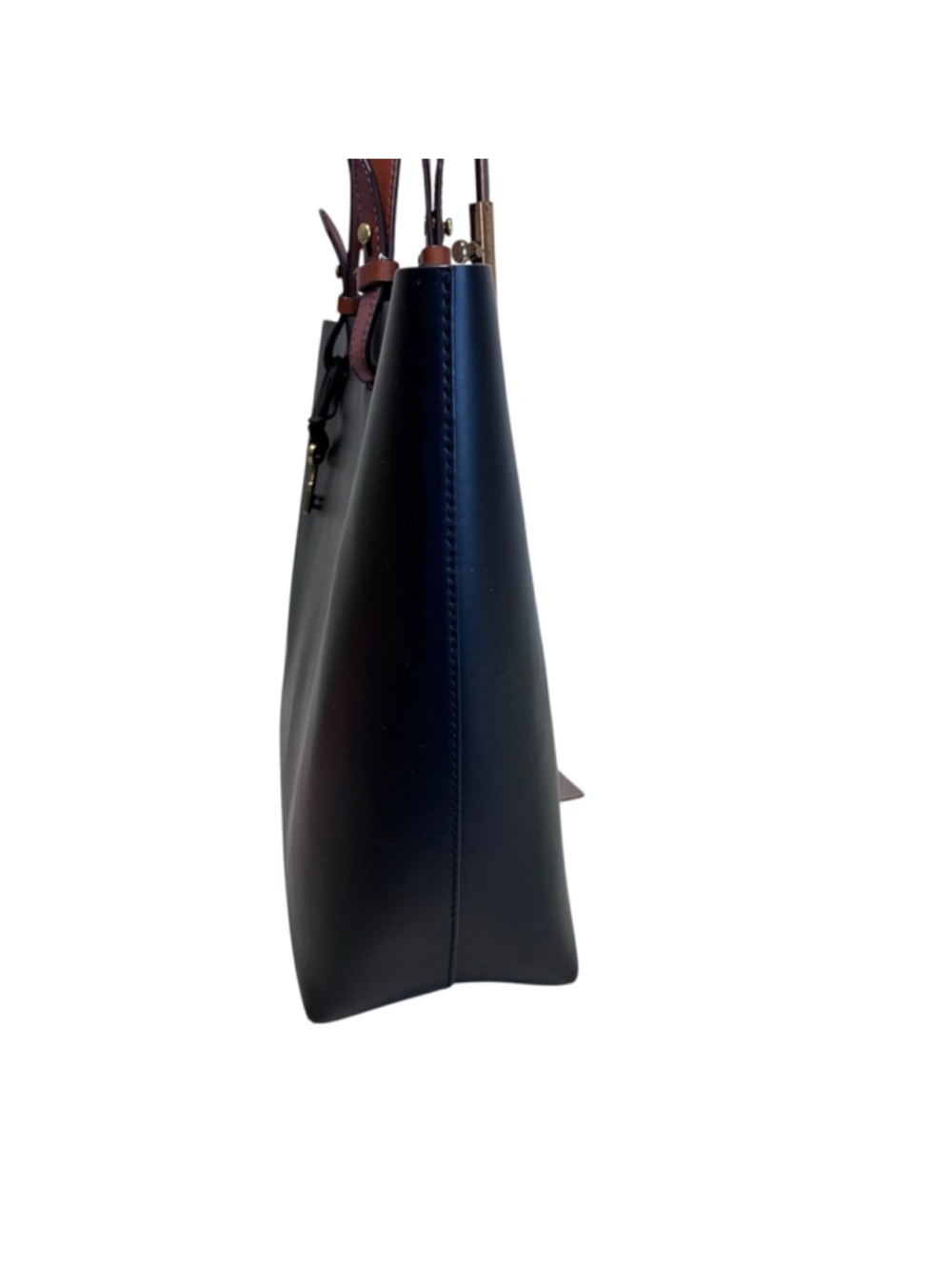 Fossil - Rachel Tote in Black Leather w Brown Handles - Picture 6 of 13